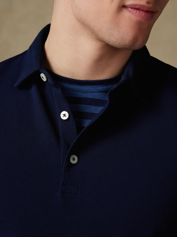 Heritage polo in marine piqué