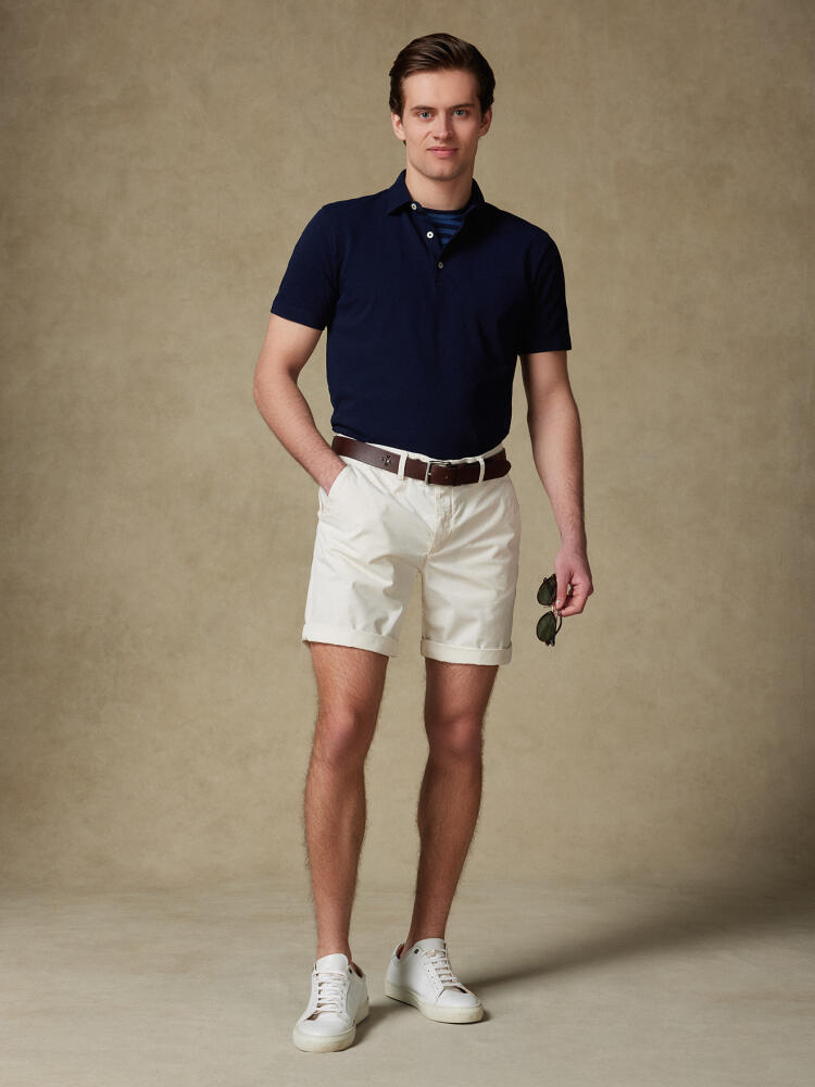 Heritage polo in marine piqué