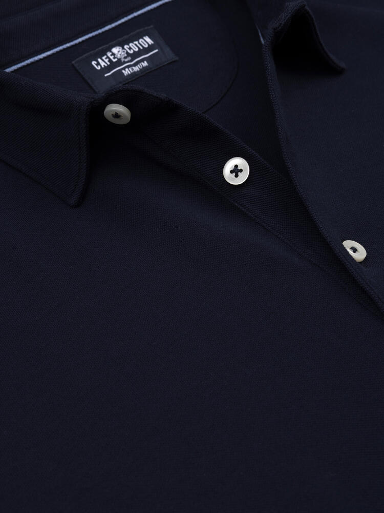 Heritage polo in marine piqué