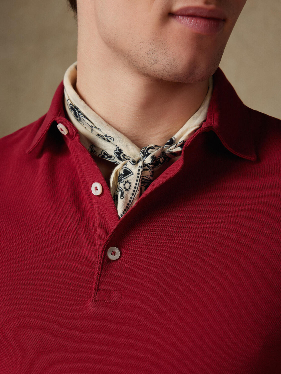 Polo Heritage en piqué burdeos