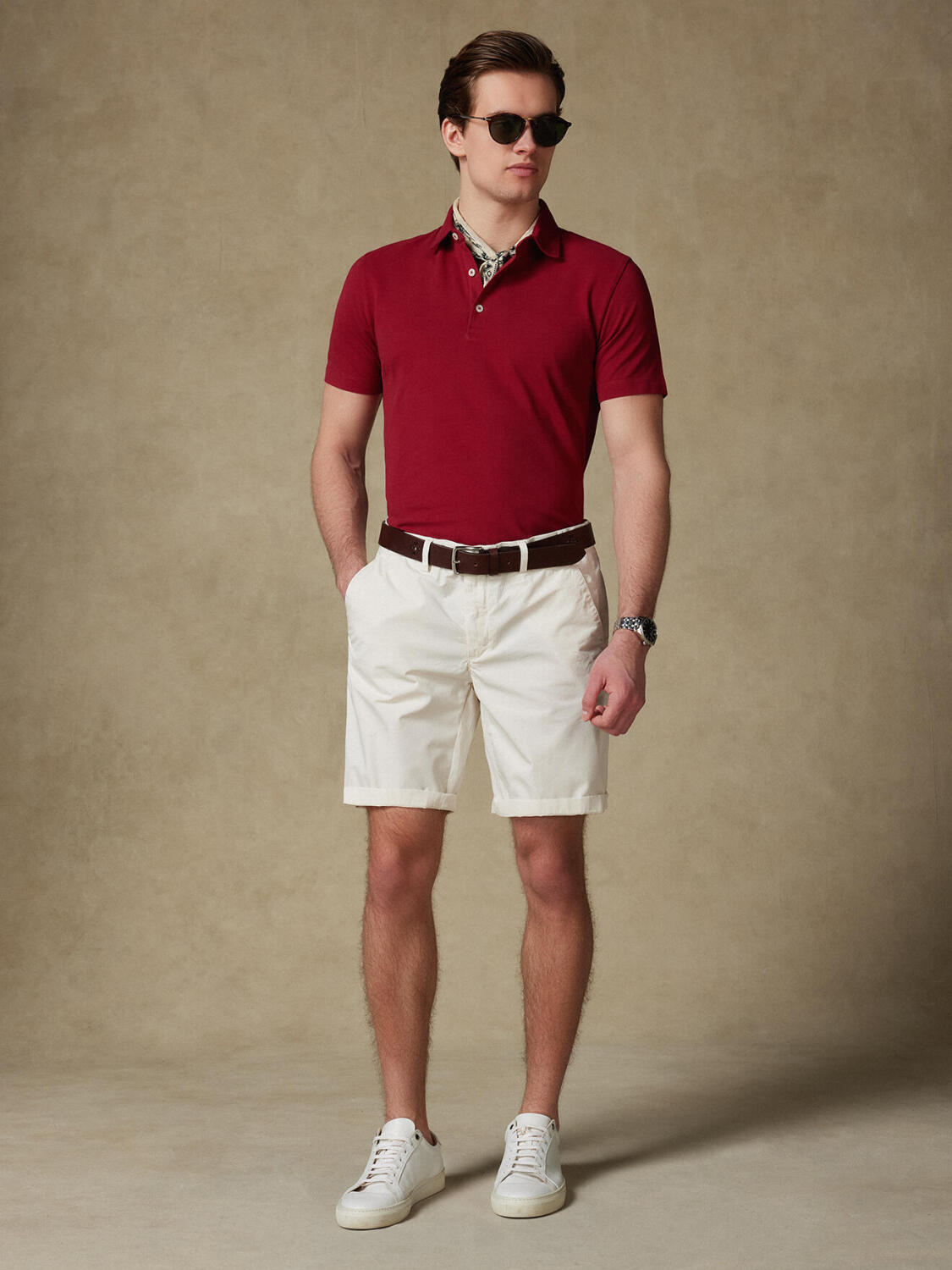 Polo Heritage en piqué burdeos