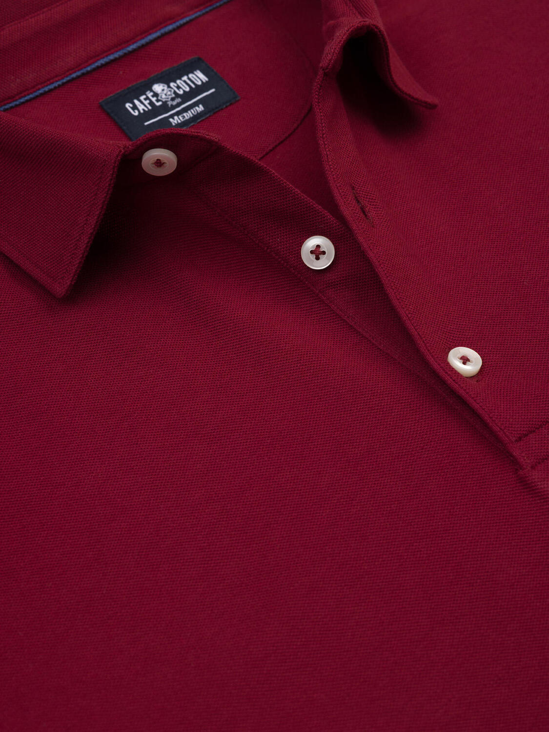 Polo Heritage en piqué burdeos