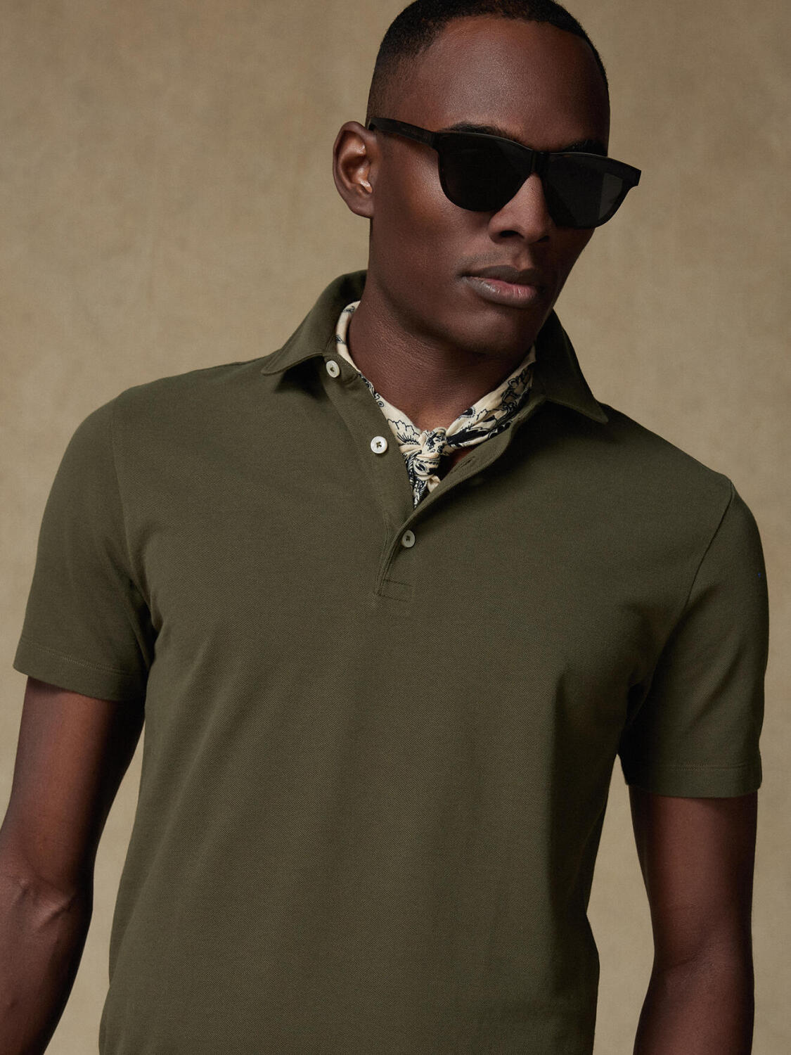 Polo Heritage en piqué caqui