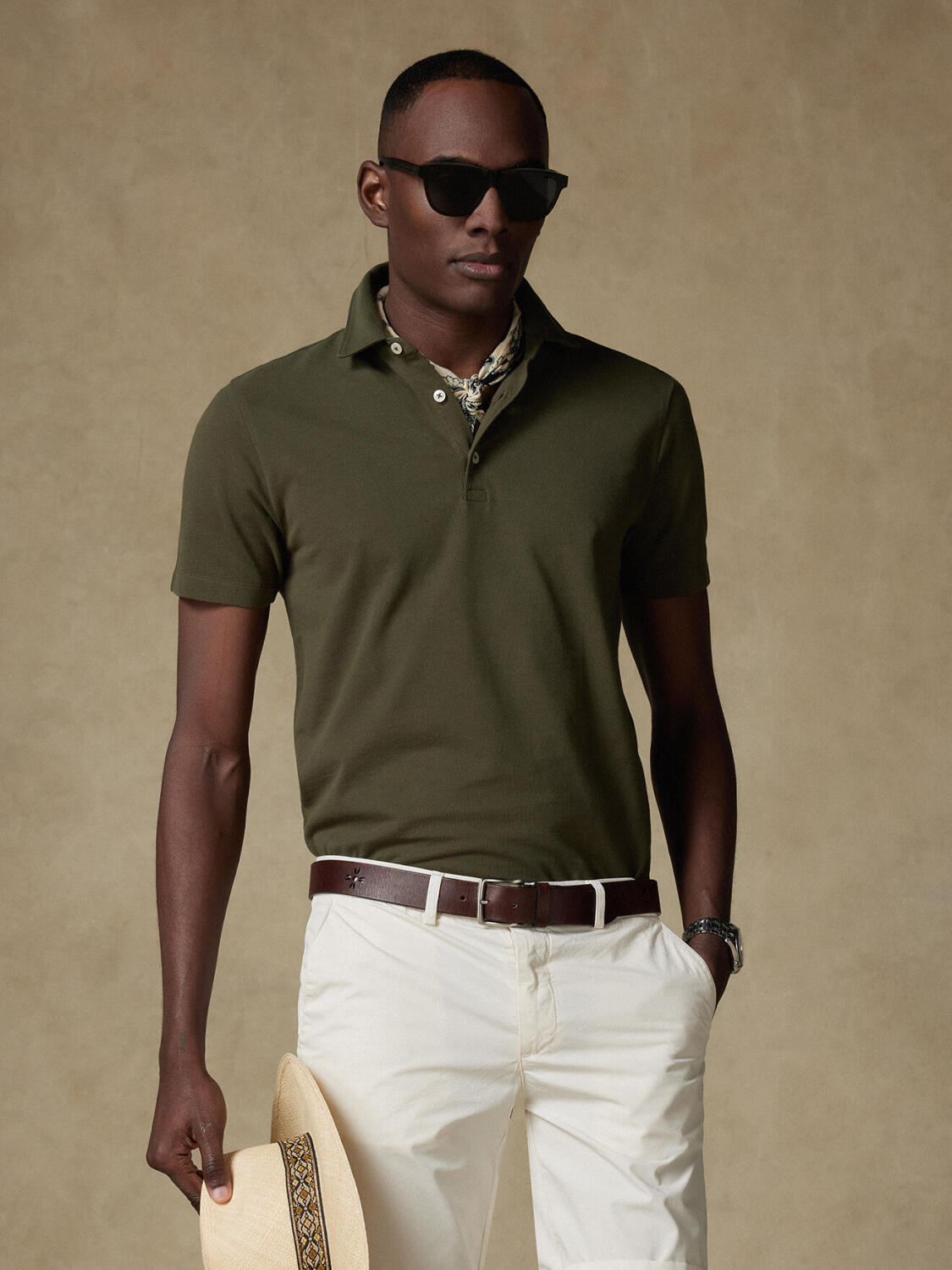 Polo Heritage en piqué caqui