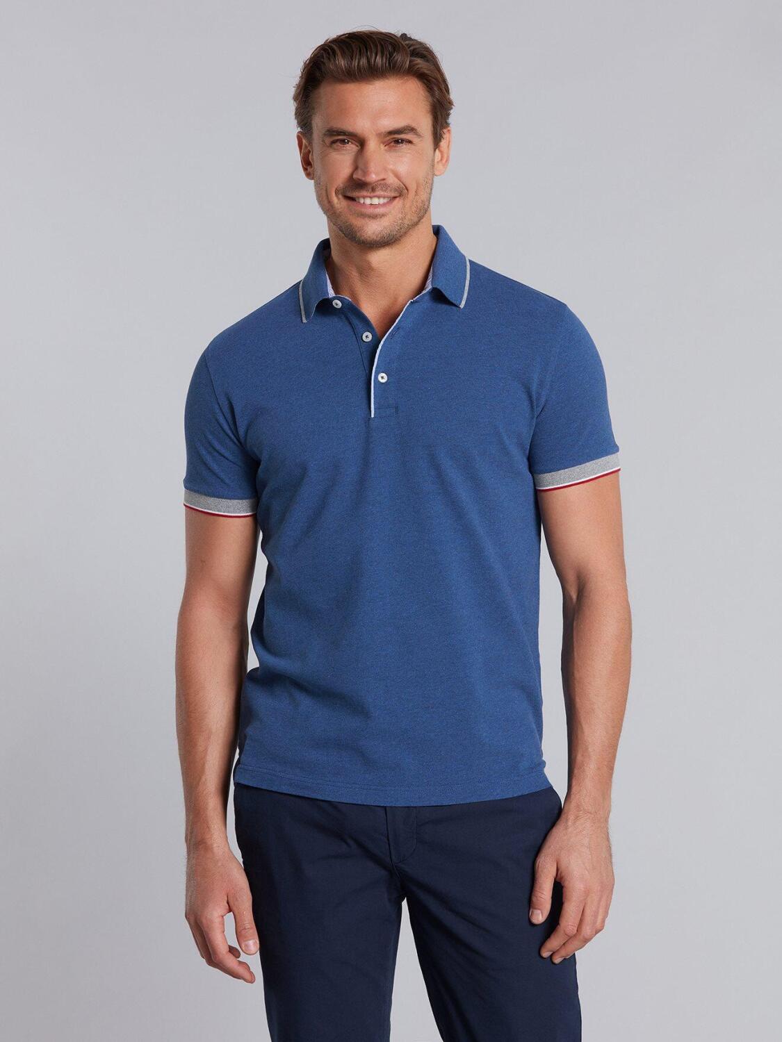 Blue piqu&eacute; Doug polo