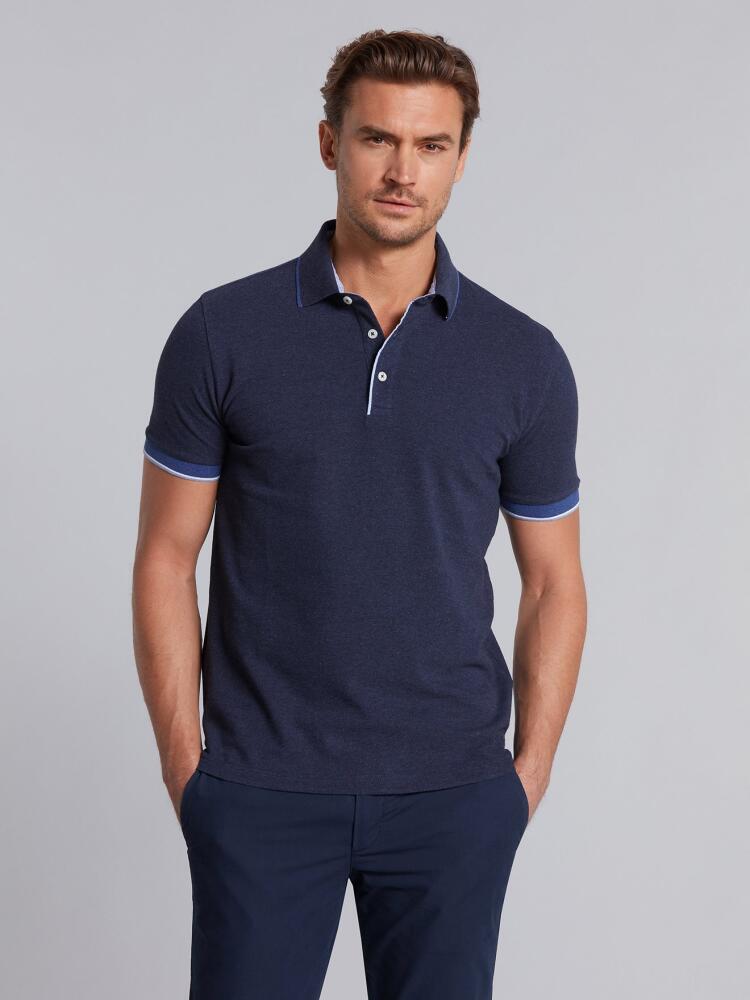 Polo Doug piqu&eacute; indigo
