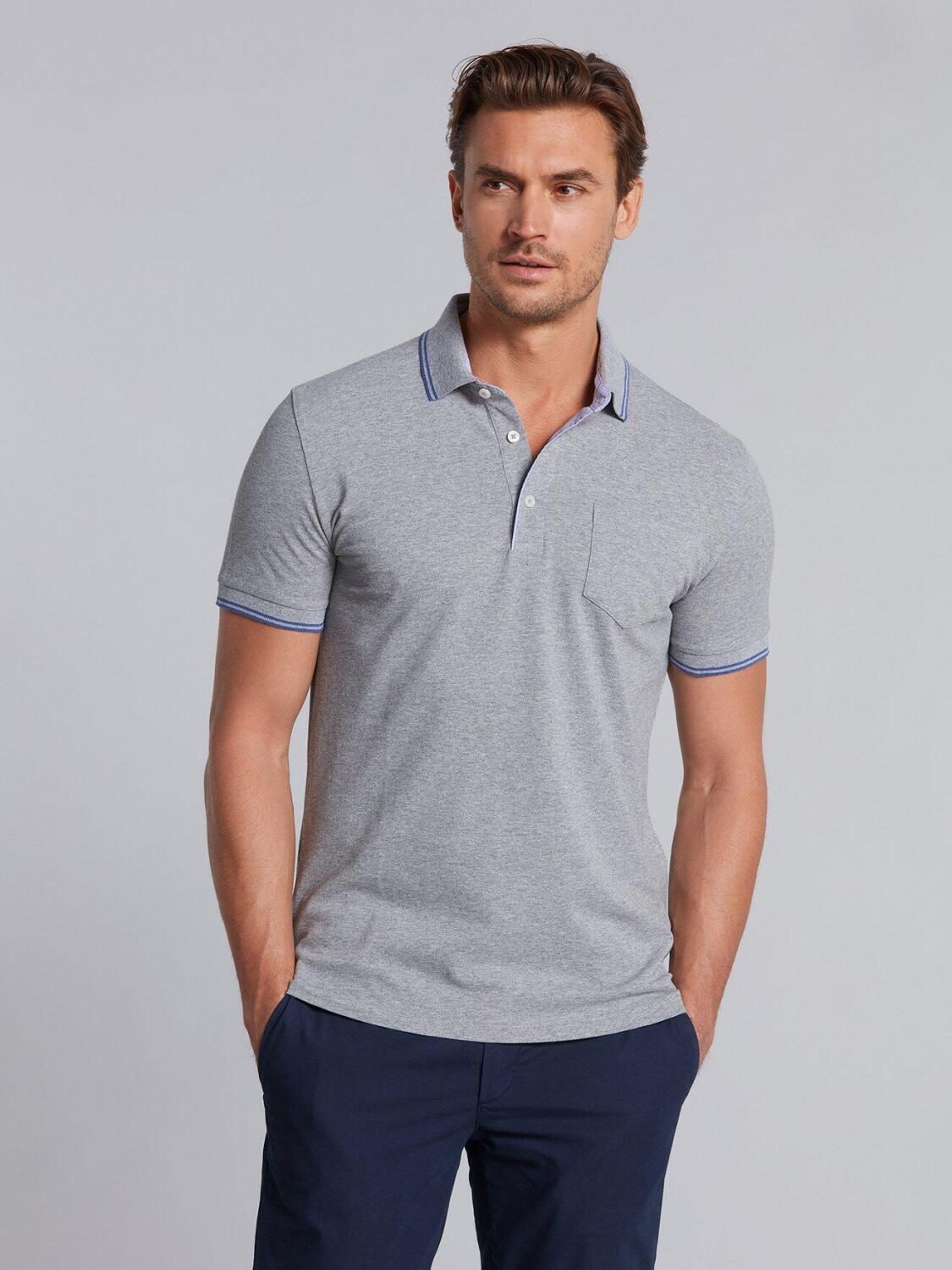 Grey piqu&eacute; Dylan polo