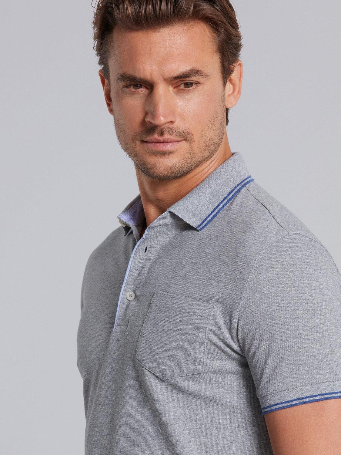Grey piqu&eacute; Dylan polo