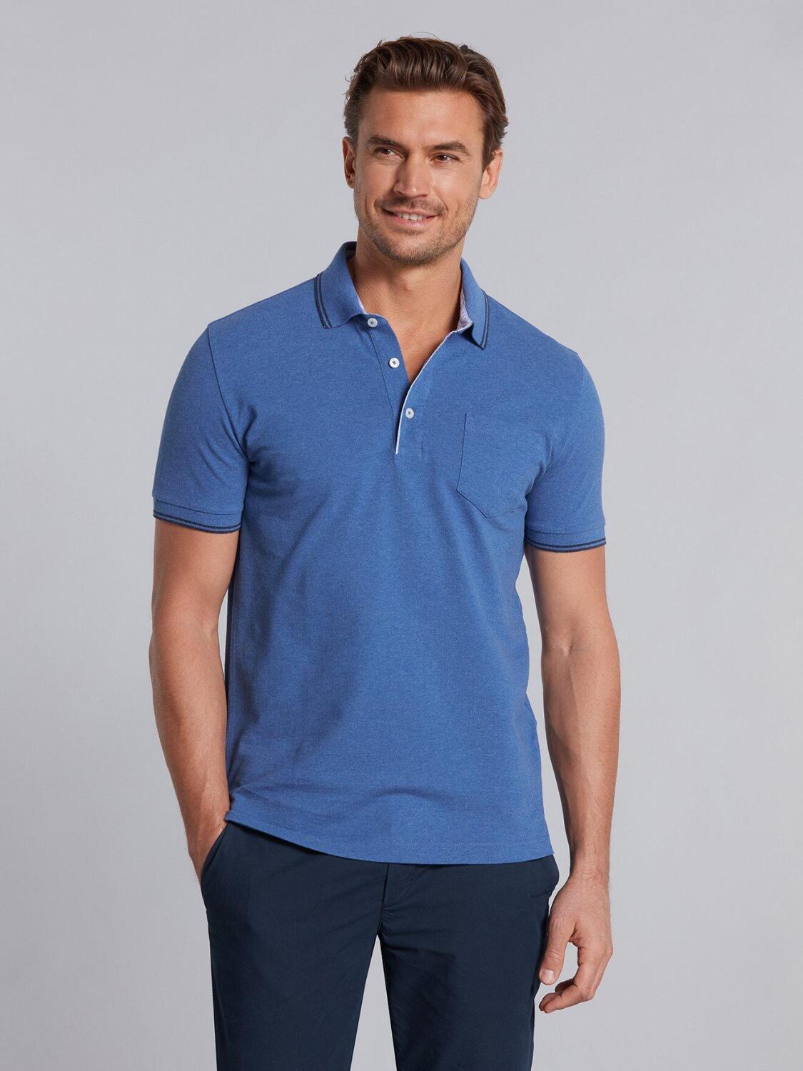 Polo Dylan en piqu&eacute; bleu