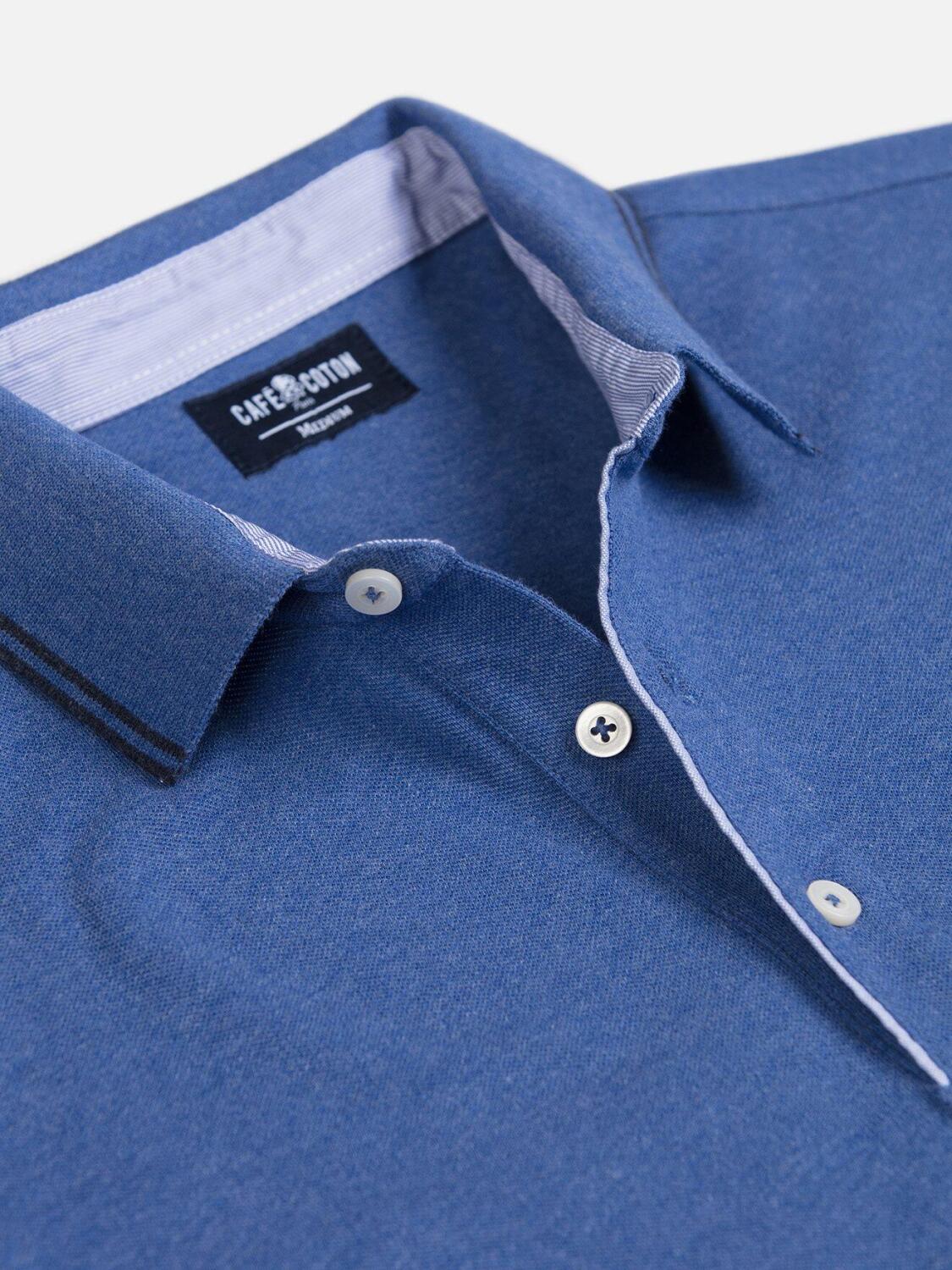 Polo Dylan en piqu&eacute; bleu