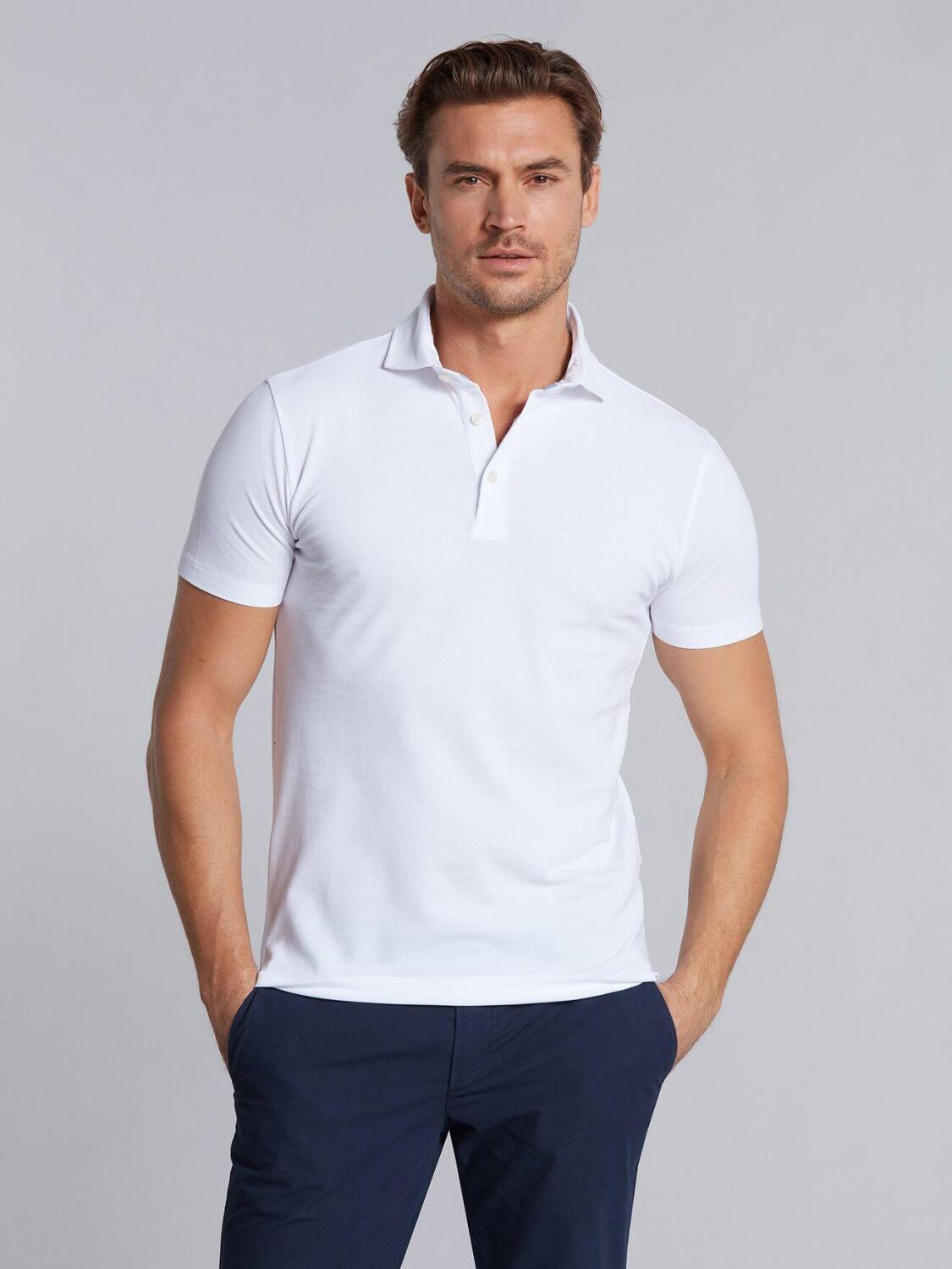 Polo Heritage en piqu&eacute; blanc