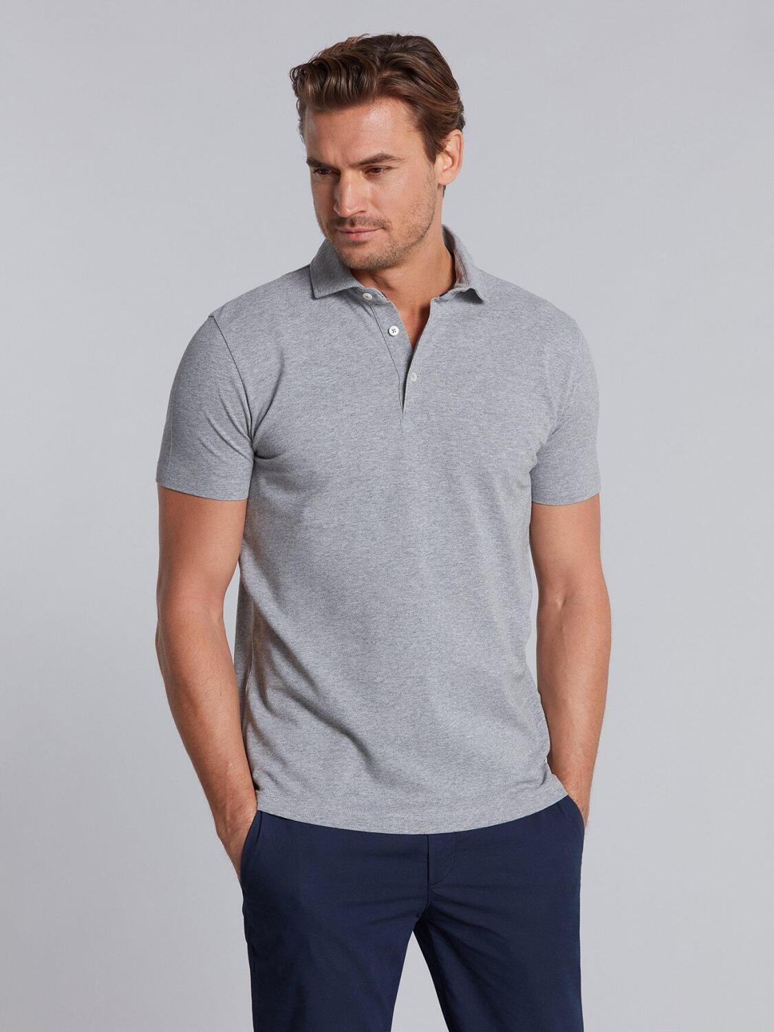 Polo Heritage en piqu&eacute; gris