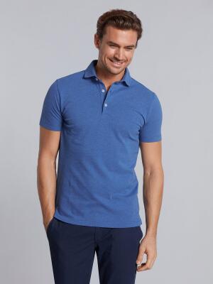Polo Heritage en piqué bleu