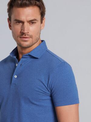 Polo Heritage en piqué bleu