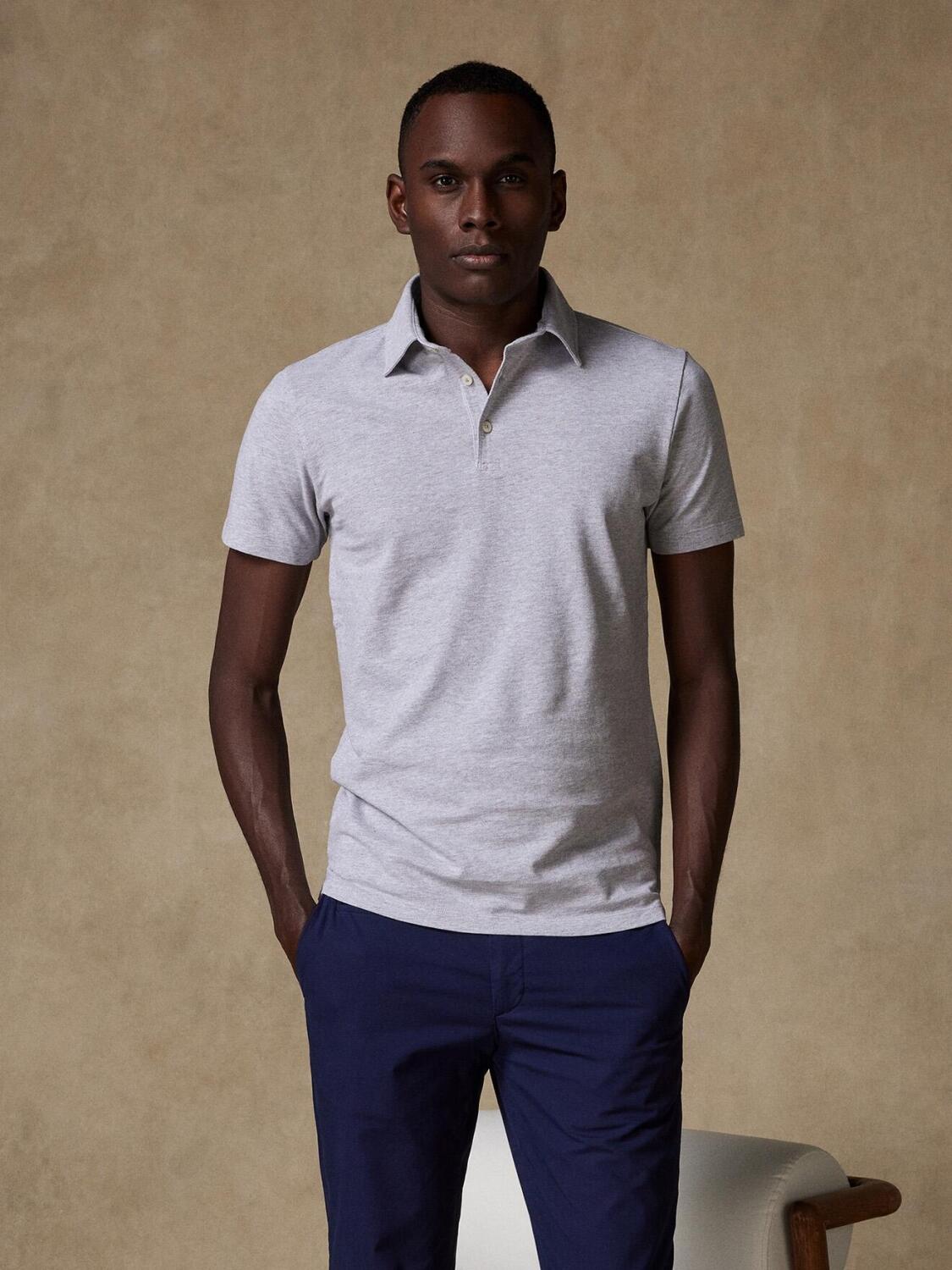 Heritage polo in grijs piqu&eacute;