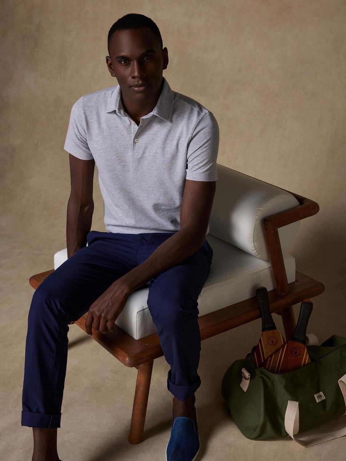 Heritage polo in grijs piqu&eacute;