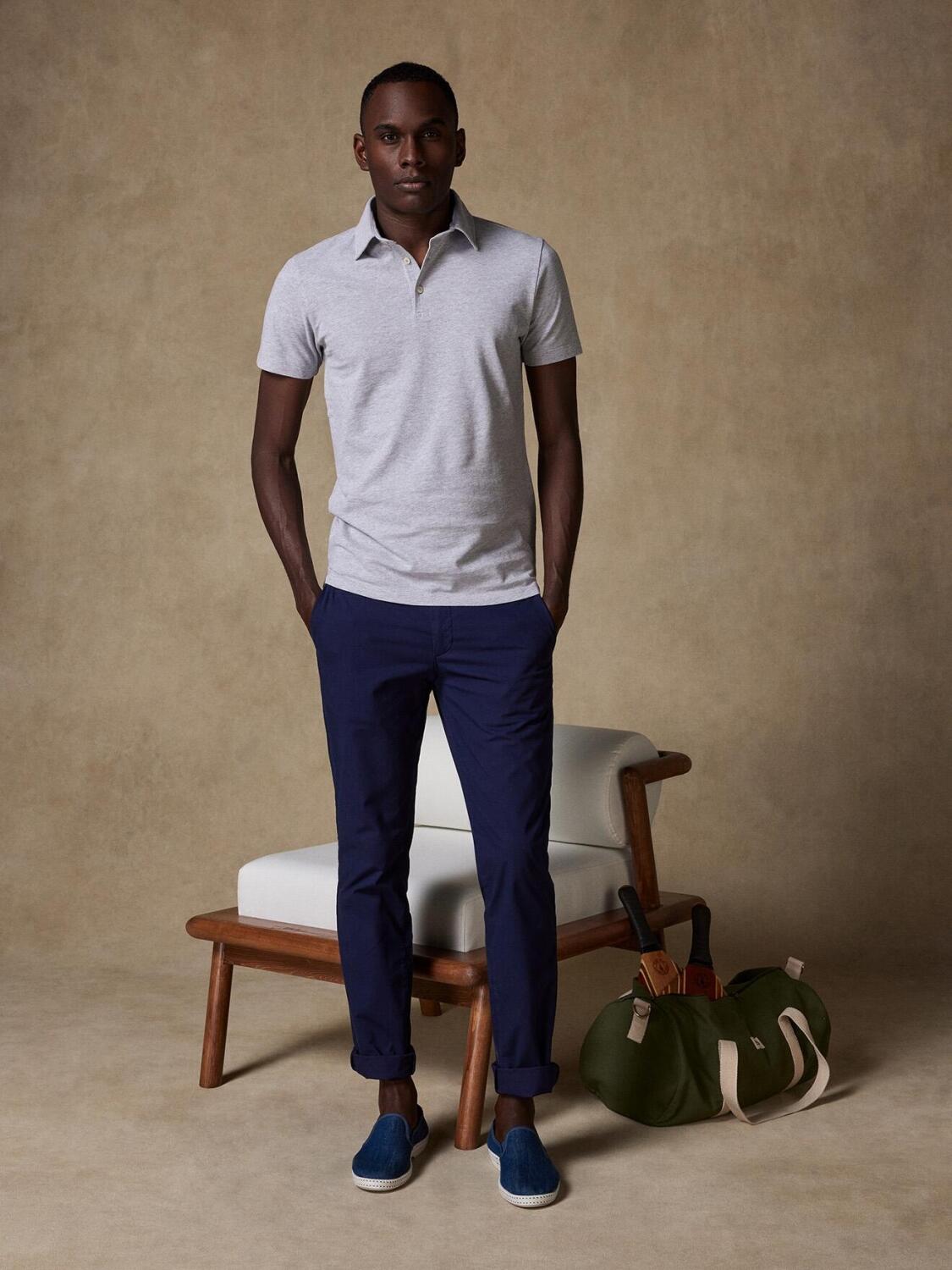 Heritage polo in grijs piqu&eacute;