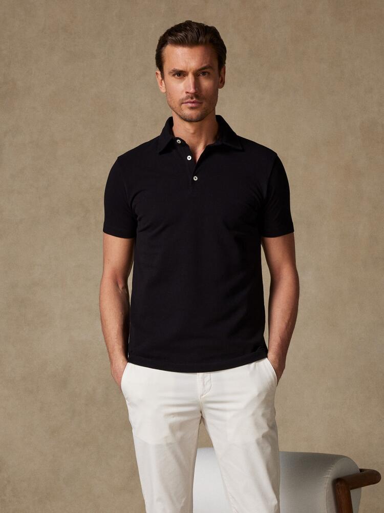 Polo Héritage en piqué noir