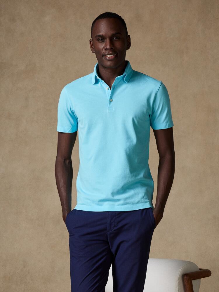 Polo Héritage en piqué turquoise