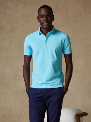 Polo Héritage en piqué turquoise