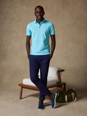 Polo Héritage en piqué turquoise