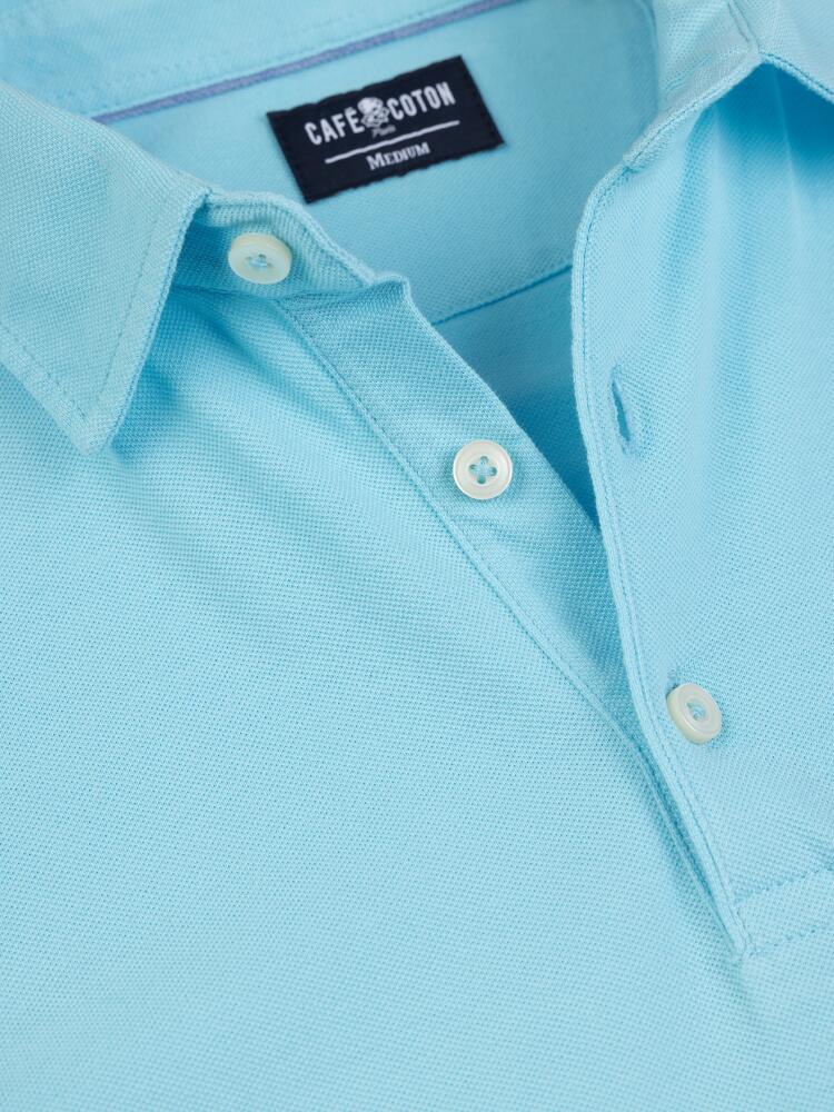 Polo Héritage en piqué turquoise