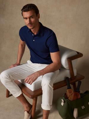 Heritage polo in marine piqué