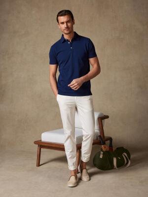Heritage polo in marine piqué