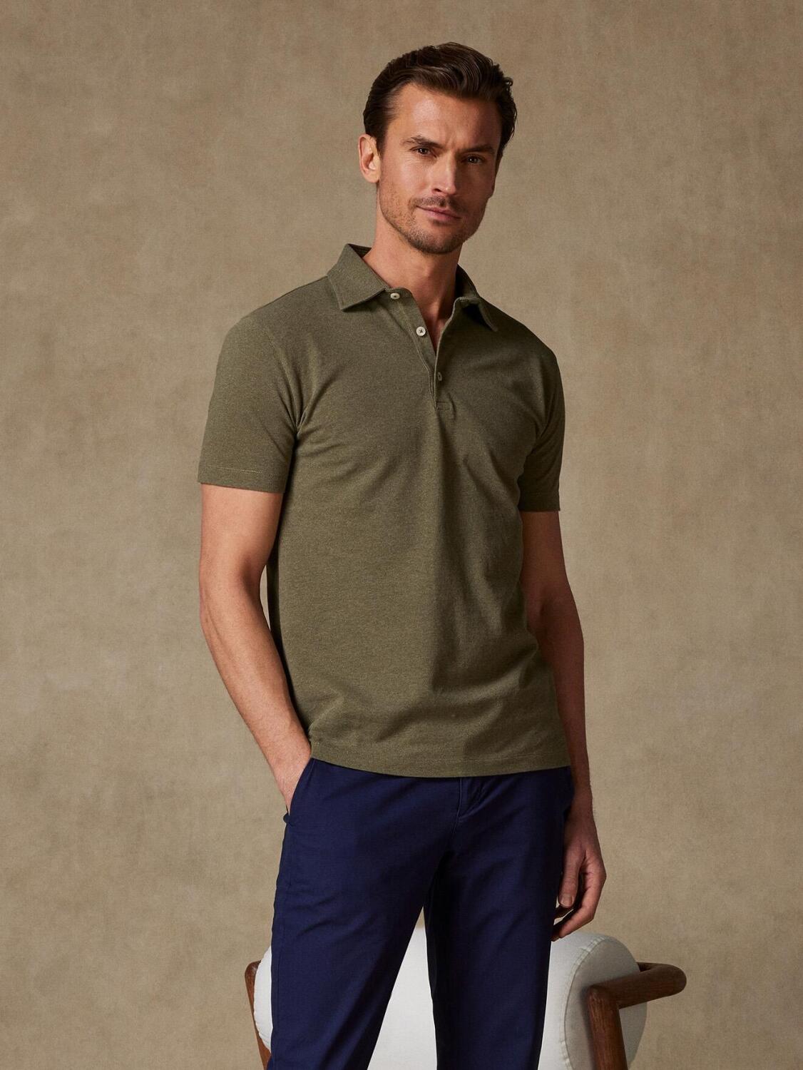 Heritage Polo in kaki pique