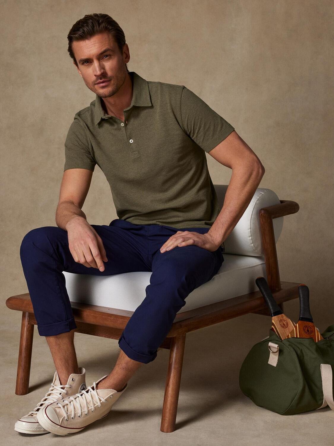 Heritage Polo in kaki pique