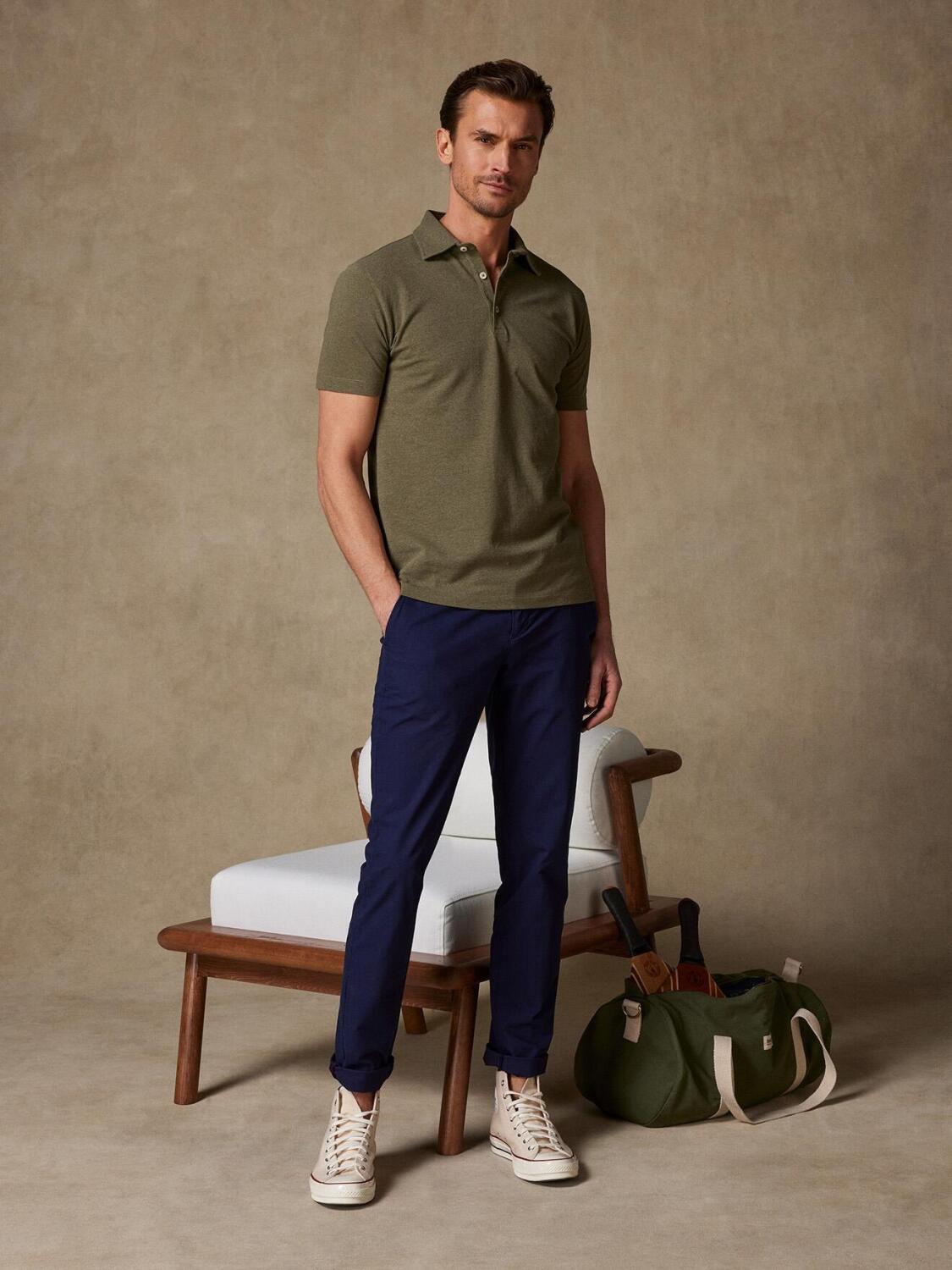 Heritage Polo in kaki pique