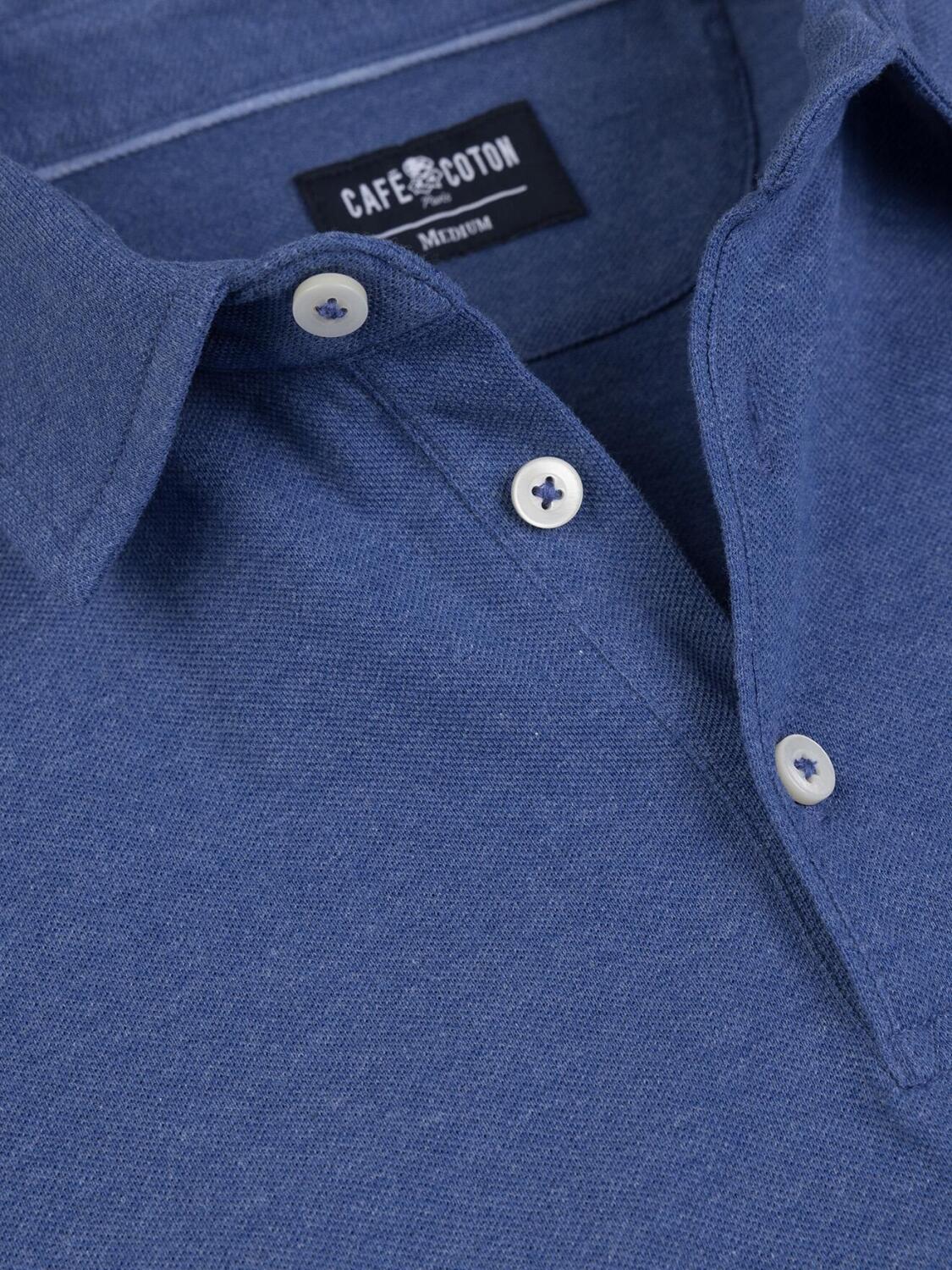 Heritage polo in blauw piqu&eacute; melange