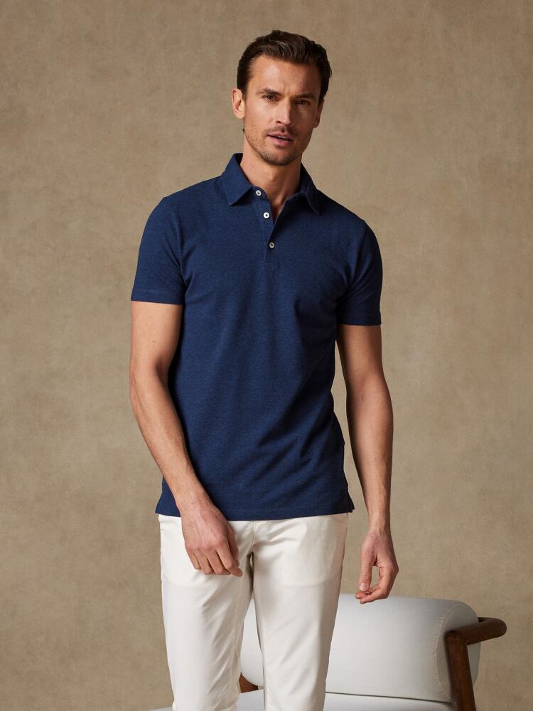Heritage polo in gevlekt blauw piqué