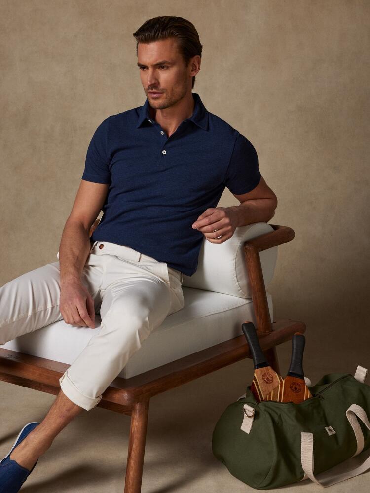 Heritage polo in gevlekt blauw piqué
