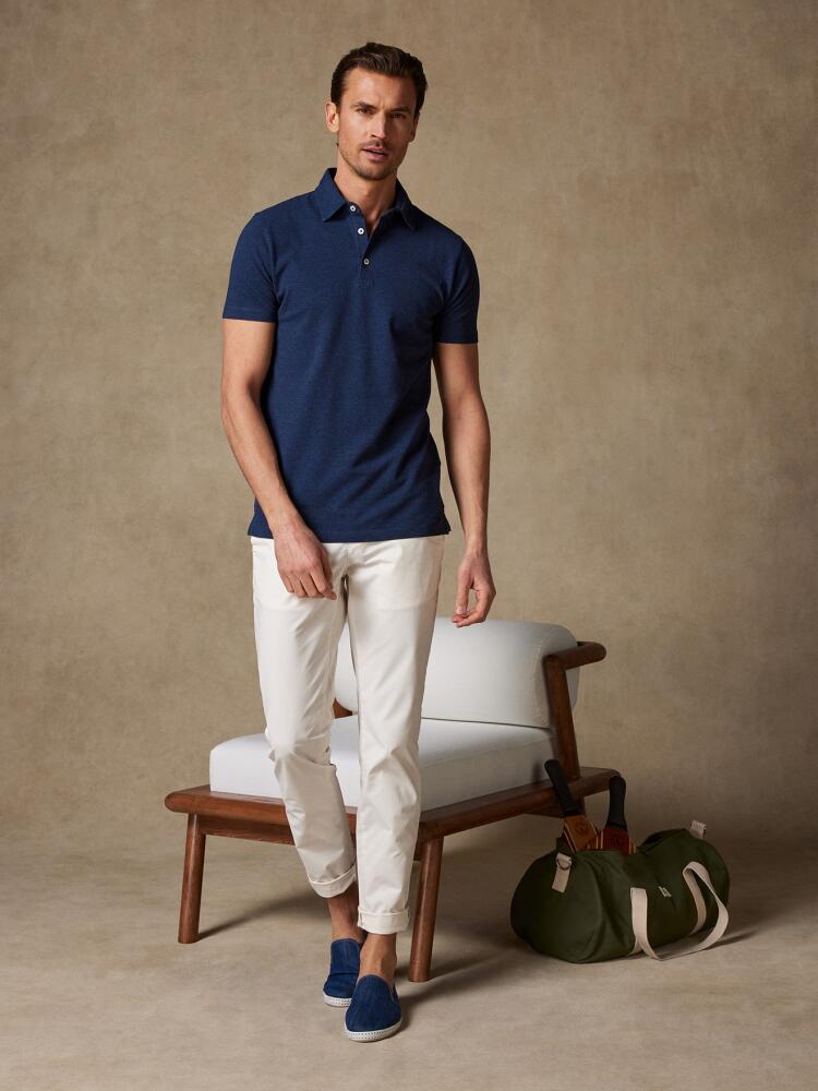 Heritage polo in gevlekt blauw piqué