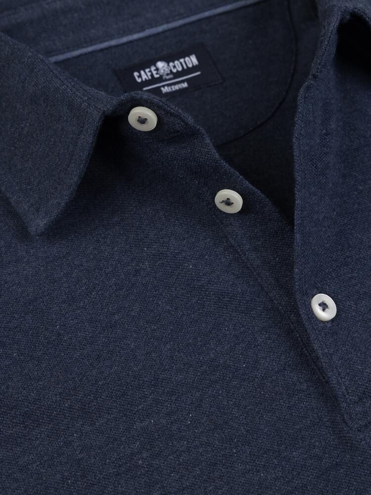 Heritage polo in gevlekt blauw piqué