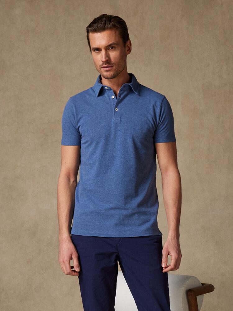 Heritage Polo in mottled indigo pique