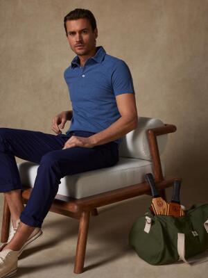 Heritage Polo in mottled indigo pique