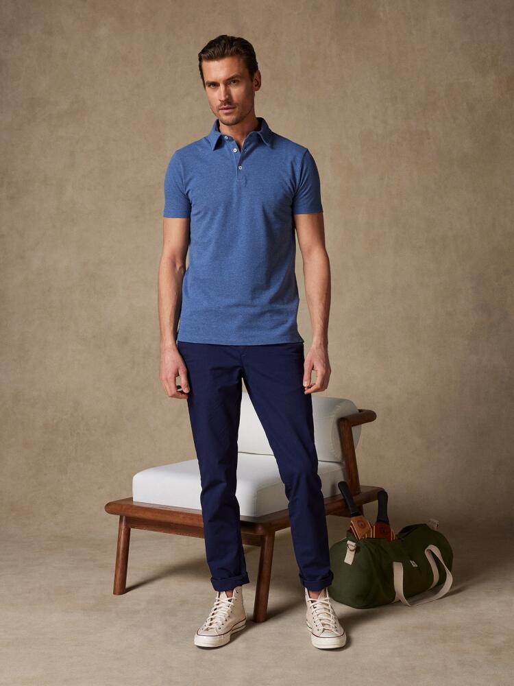 Heritage Polo in mottled indigo pique