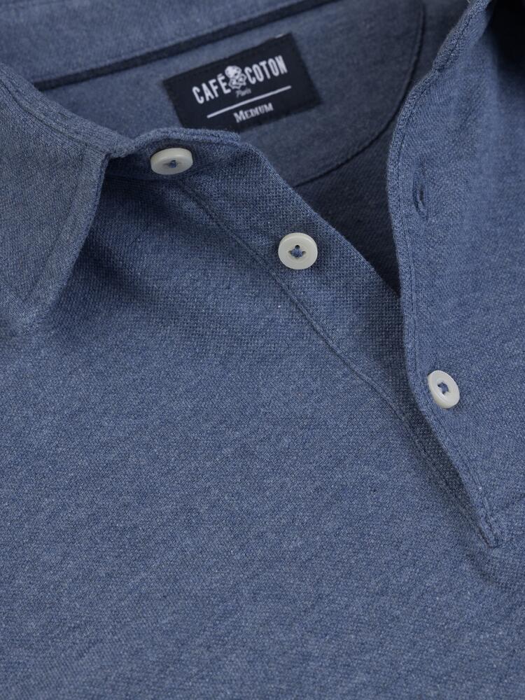 Heritage Polo in mottled indigo pique