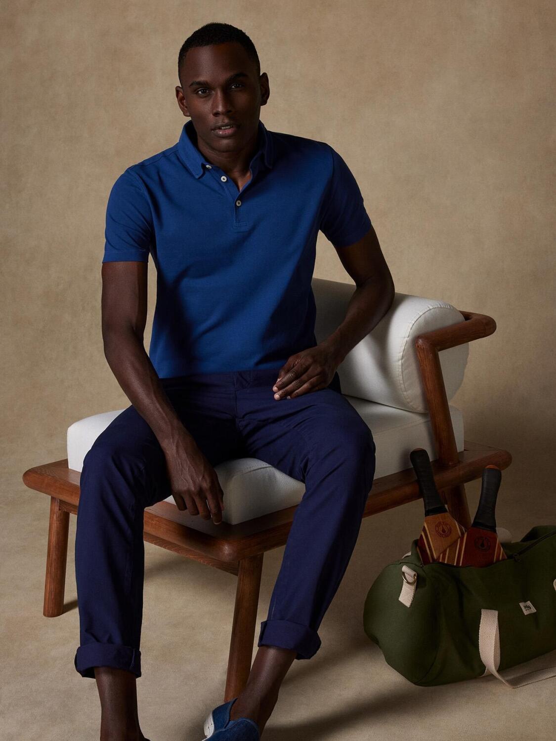 Polo H&eacute;ritage en piqu&eacute; indigo