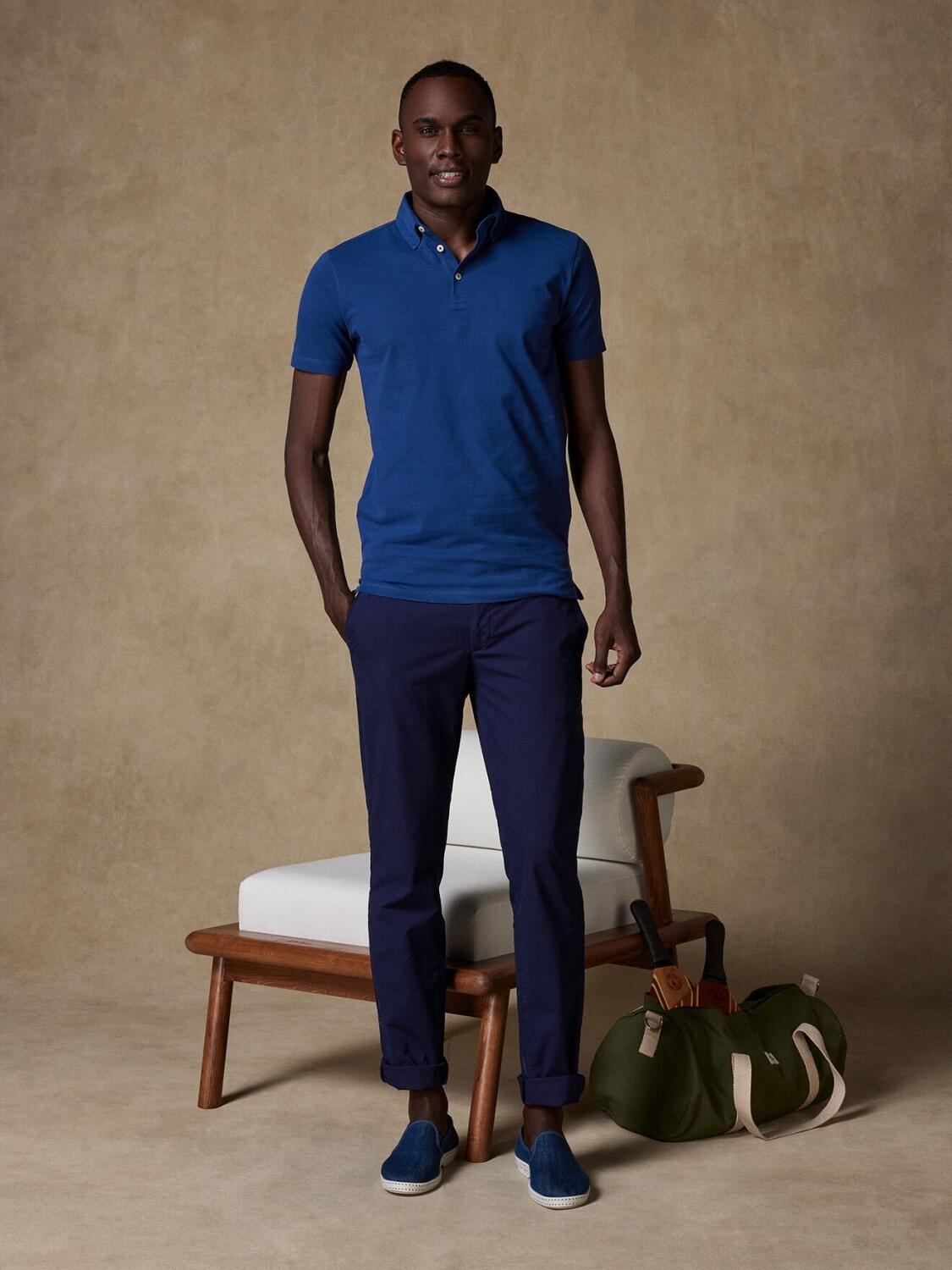 Polo H&eacute;ritage en piqu&eacute; indigo