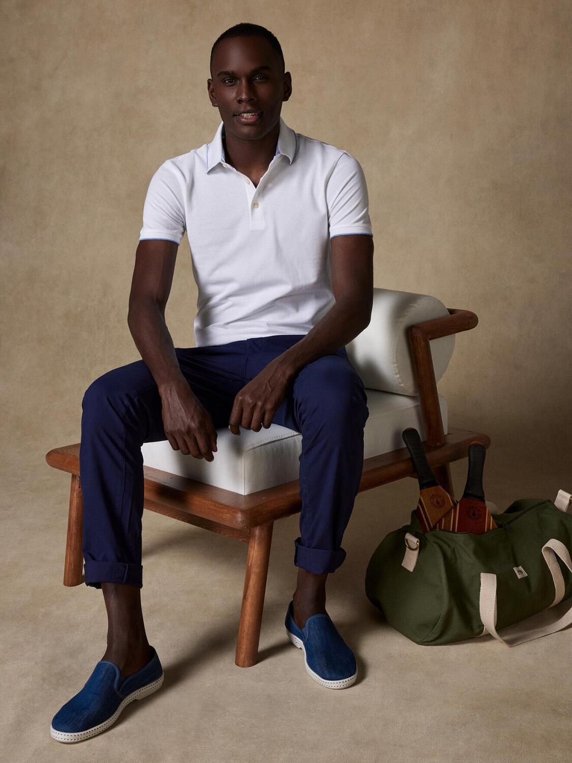 Stani polo in wit piqu&eacute;