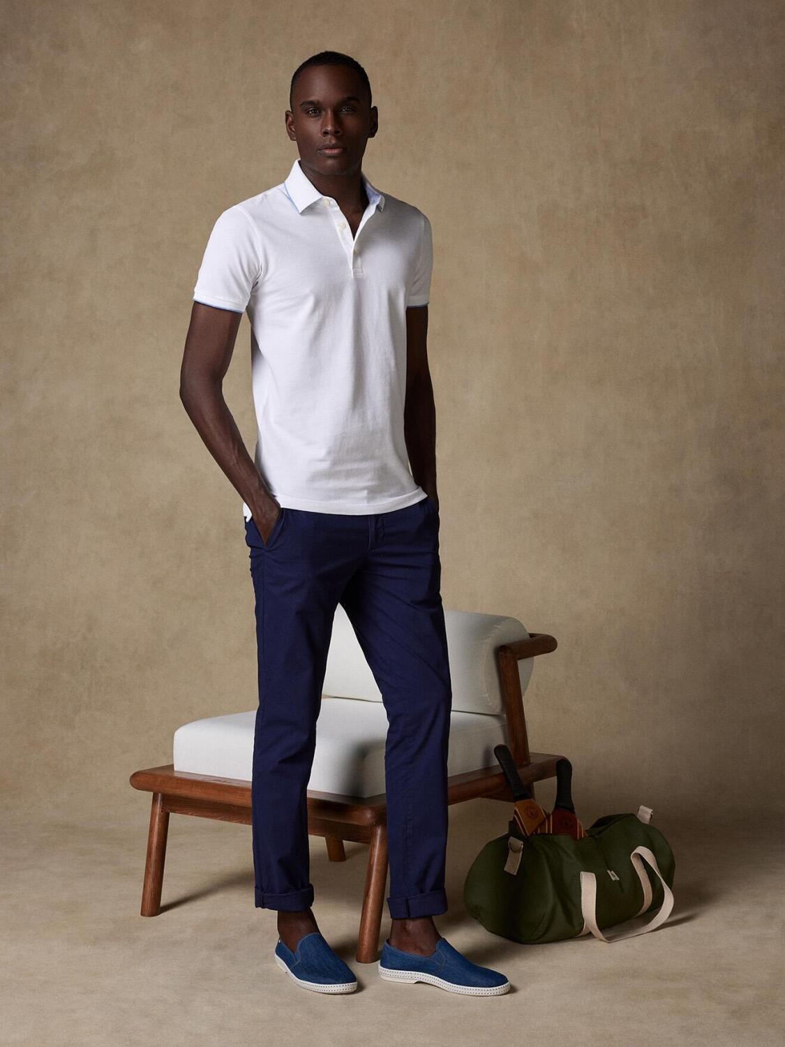 Stani polo in wit piqu&eacute;