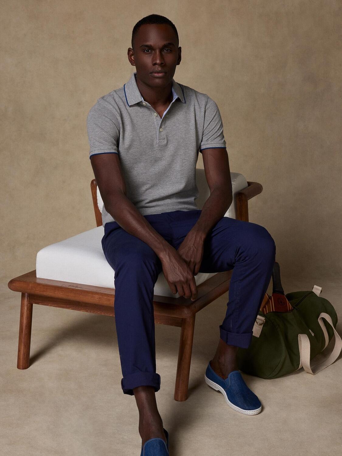 Stani polo in gevlekt grijs piqu&eacute;