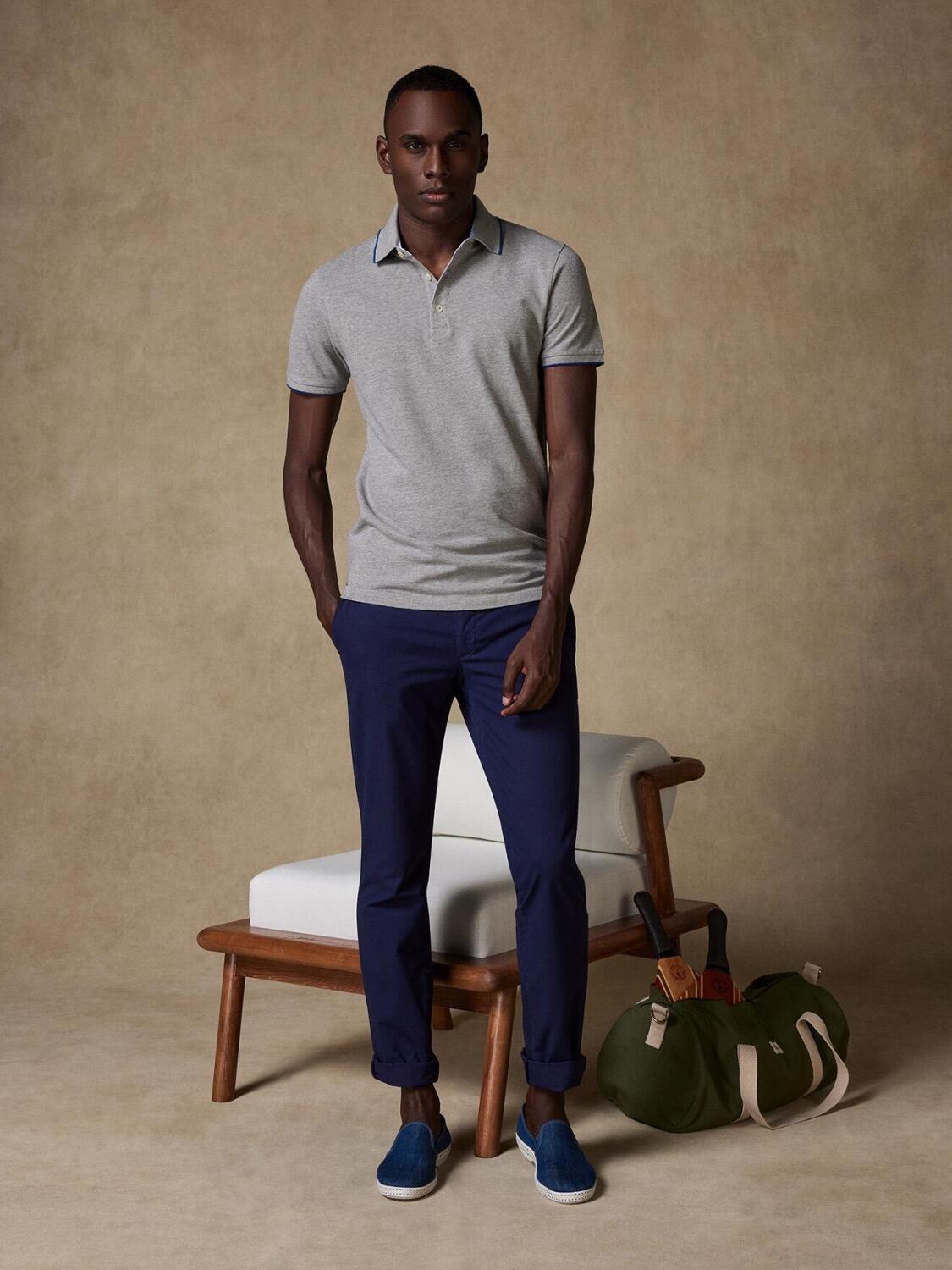 Stani polo in gevlekt grijs piqu&eacute;