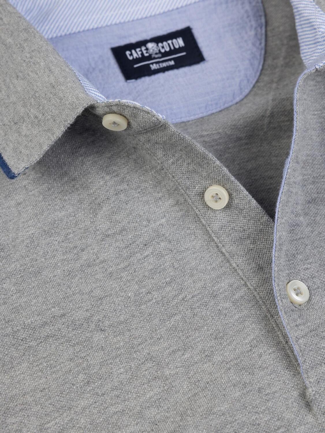 Stani polo in gevlekt grijs piqu&eacute;