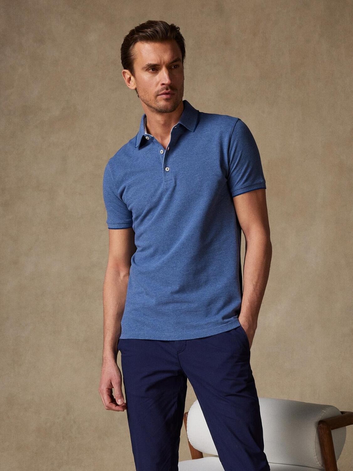 Stani polo in blauw piqu&eacute;