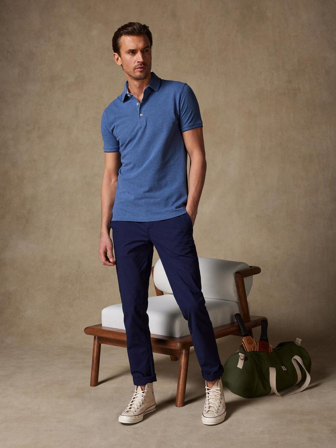 Stani polo in blauw piqu&eacute;