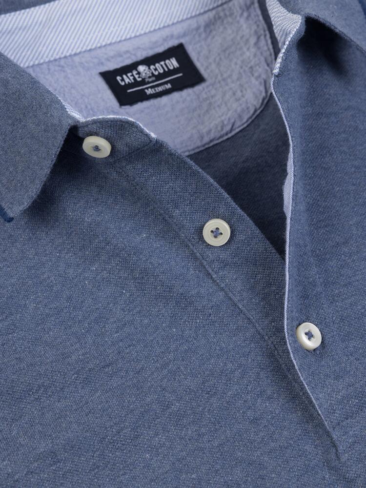 Polo Stani aus Piqué blau meliert